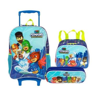 Imagem de Kit Mochila de Rodinhas com Lancheira e Estojo PJmasks - Sestini