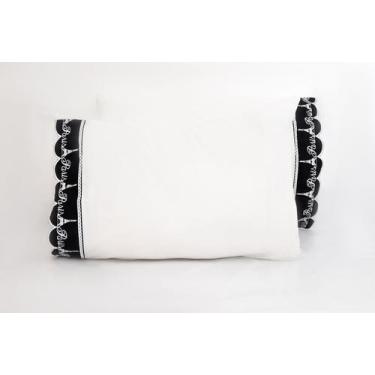Imagem de 2 Fronhas King 50cmx70cm 100% Algodão 200 Fios Barrado Bordado Branco 