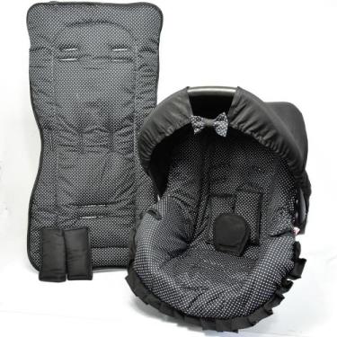 Imagem de Capa de bebê conforto e capa carrinho - poá preto - ALAN PIERRE BABY