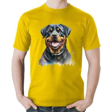 Imagem de Camiseta Algodão Cachorro Rottweiler - Foca na Moda, Amarelo, GGG