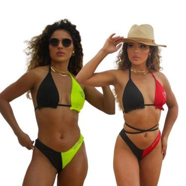 Imagem de Kit de 2 Biquínis Cortininha Estampa Refletiva Gringas Model