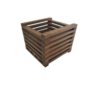 Imagem de Cachepô Ripado Eucalipto  Stain Nogueira - Tudo Jardim