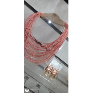Imagem de Kit colar fio encerado acompanha brinco - Própria 