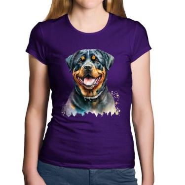 Imagem de Baby Look Algodão Cachorro Rottweiler - Foca na Moda, Roxo, GGG