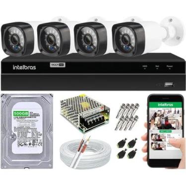 Imagem de Kit Cftv 4 Câmeras Segurança Hd 1 Mp Dvr Mhdx Intelbras