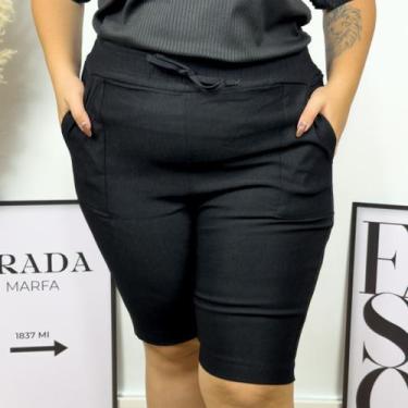 Imagem de Bermuda Plus Size Feminina Bengaline Plus Size Shorts Bermuda Ciclista
