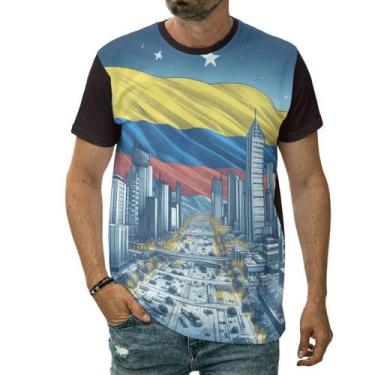 Imagem de Camiseta Bandeira Da Colômbia Cidade Bogotá Metrópole País - Darkwood,