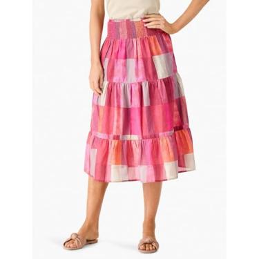 Imagem de NIC+ZOE Saia xadrez feminina pôr do sol, Rosa Multi, Small Petite