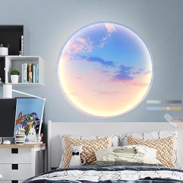Imagem de Luminária de parede redonda com controle remoto, 3 cores, regulável, moderna, LED, iluminação noturna, para ambientes internos, montada na parede, luminária de teto, aparência, arte de pared