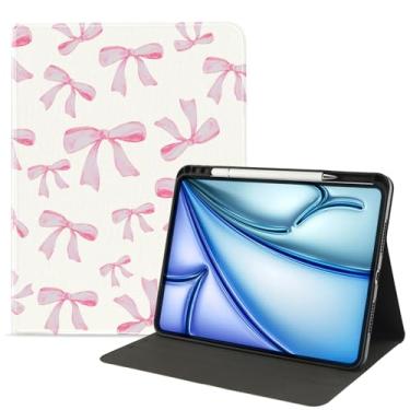 Imagem de JOYLAND Capa protetora fofa para iPad de 11 polegadas Air 4 2020/Air 5-aquarela rosa com estampa de laço antiarranhões à prova de choque premium com suporte para lápis - despertar/hibernar automático
