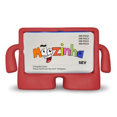 Imagem de Capa Mãozinha Compatível Com Tablet Galaxy S6 Lite 10.4' P610 P615 - Capinha Infantil Borracha, Anti Impacto (Vermelho)