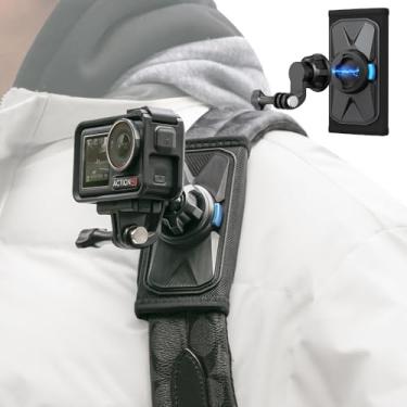 Imagem de SUREWO Suporte magnético para mochila, suporte de alça de ombro de 360° com gancho universal Ball J compatível com Go Pro Hero 13/12/11/10/9/8/7/6/5 preto, DJI Osmo Action 5 pro/4/3 e mais