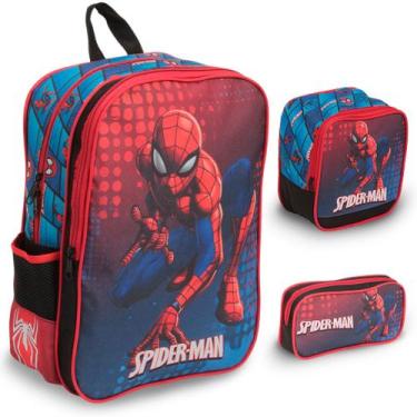 Imagem de Kit Mochila Infantil Bolsa Spider Man Lancheira Estojo - Plike