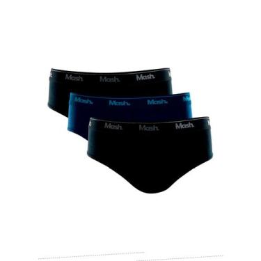Imagem de Kit/3 Cueca Slip Mash 010.04 Masculina Algodão T. P/GG, P, Pt03, Preto
