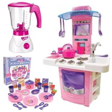 Imagem de Kit Brinquedo Liquidificador + Meu Jantarzinho e Big Cozinha - DM Toys