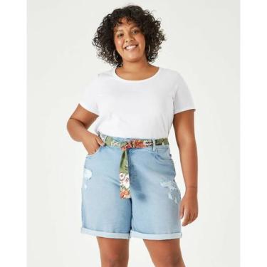 Imagem de Blusa Manga Curta Feminina Plus Size Malwee Ref. 87841, Branco, G5