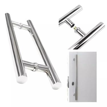 Imagem de Puxador Tubular Inox Polido Porta Pivotante aluminio vidro madera 80cm 32mm