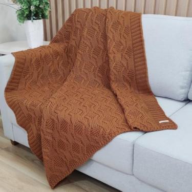 Imagem de Manta Trico Decorativa Sofa 120x150cm Usufruto Tricot cod001 Cor:COGNAC