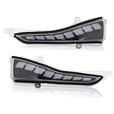 Imagem de DUNTUO Espelhos retrovisores laterais pisca-pisca sequencial dinâmica LED sequencial luz de seta para Infiniti Q50 Q60 Q70 QX30 QX50 QX60 QX70, substituição para Nissan Skyline 2015-18 DRL lâmpada de