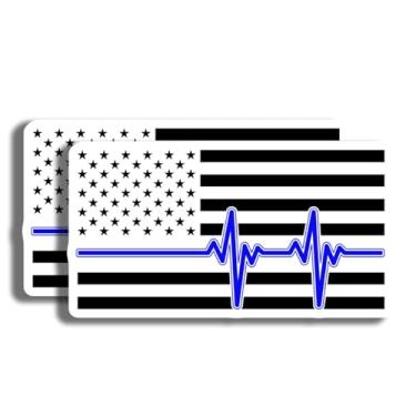Imagem de Adesivo de batimento cardíaco da bandeira americana - decalque de vinil patriótico - adesivo da bandeira dos EUA para laptops e garrafas de água - adesivo vermelho branco azul - design decorativo