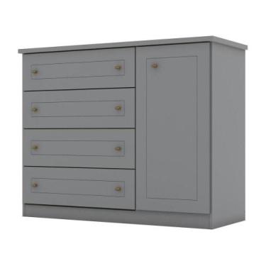 Imagem de Cômoda Mississipi 01 Porta 04 Gavetas Henn Cinza