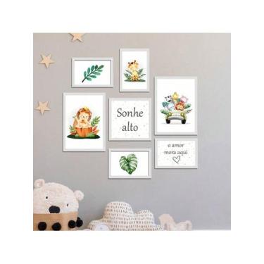 Imagem de Kit 7 Quadros Decorativos Placas Infantil Sonhe Alto Seja Forte - Pri 
