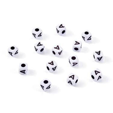 Imagem de 240 peças opacas de acrílico letra A cubo contas brancas de plástico alfabeto espaçador solto contas quadradas 4-5 mm para diy nome pulseira colar joias artesanato fazendo orifício: 1,8 mm