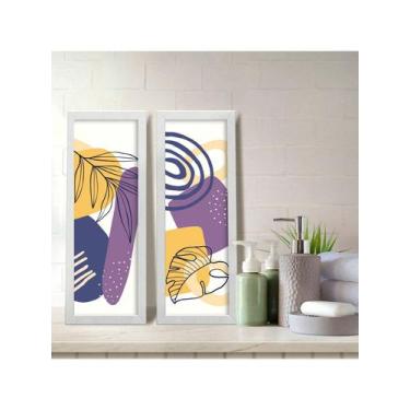 Imagem de Kit 2 Quadros Decorativos Banheiro Lavabo Minimalista Uva Linhas - NoB