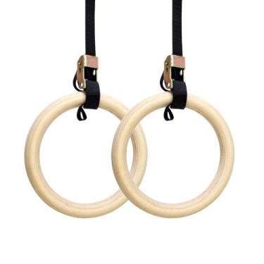 Imagem de Argolas de Suspensão Olímpicas Madeira para Ginástica Cross Training