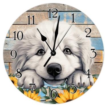 Imagem de TLTDSMY Airedale Terrier Relógios de parede Airedale Terrier, fofo, engraçado, espiando, cachorrinho, relógio de parede, presente para dono de cachorro, relógios redondos para parede, sem tique-taque