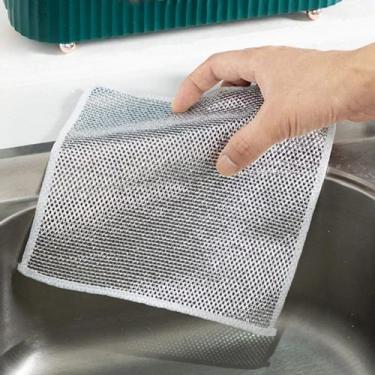 Imagem de Kit 4 Pano de Aço Inox Limpa Remove Detritos Não Arranha - Yaay