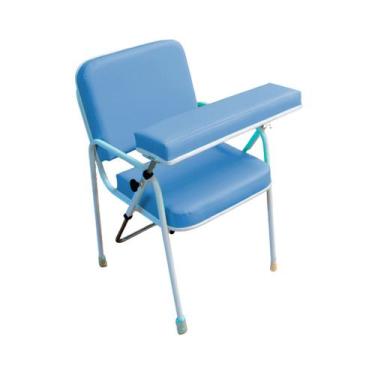 Imagem de Cadeira de Coleta de Sangue Comfort Com Suporte de Braço Frontal Azul 
