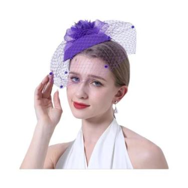 Imagem de Chapéu Fascinator Vintage Feminino com Véu - Ideal para Coquetéis, Chá