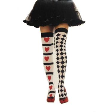 Imagem de Meia Calça 7/8 Cosplay Arlequina Coração Nipes Quadriculada - YDH, Adu