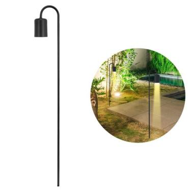 Imagem de Luminária Poste Balizador Jardim Spot Curvo Gu10 Preto 75Cm - Single L