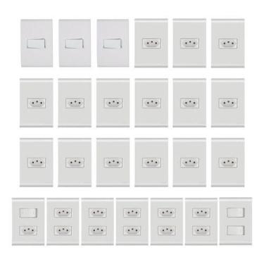 Imagem de Kit 25 Pçs Tomadas E Interruptores Completo Tramontina Liz Branco, Bra