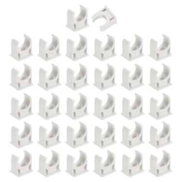 Imagem de uxcell 32 peças de grampos de tubo de água de PVC, fivelas de mangueira de tubulação em forma de U, suporte de tubo de irrigação para diâmetro externo de 16 mm para bandejas de TV, tubulação, tubo de