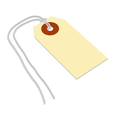 Imagem de SmartSign Etiquetas de envio em branco com cordas de laço pré-anexadas, tamanho-1, pacote com 1000, etiqueta de cartão Manila de 10 pontos de espessura, etiquetas de pendurar de papel de 3,5 cm x 7 cm