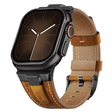 Imagem de Suitisbest Pulseiras de couro compatível com Apple Watch Ultra de 49 mm, 46 mm, 45 mm, 44 mm e 42 mm, pulseira de couro genuíno para iWatch séries 11, 10, 9, 8, 7, 6, 5, 4, 3, 2, 1, SE 3 2 1, Ultra 3