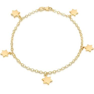 Imagem de Savlano Tornozeleira feminina banhada a ouro 14K com pingente de 25,4 cm, vem com uma caixa de presente, 10 inches, n/a