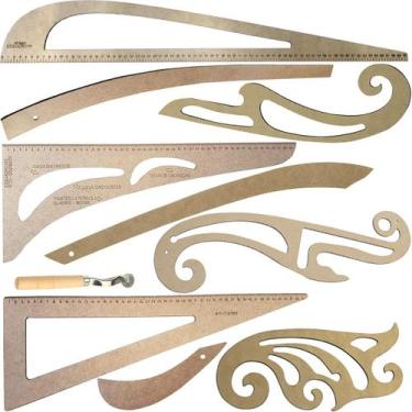 Imagem de Jogo Régua Corte Costura Francesa Decote Alfaiate + Marcador - LAPIDAR