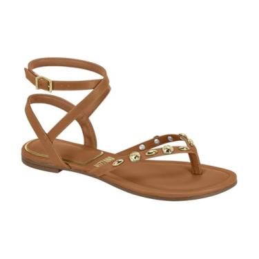 Imagem de Sandália Rasteira Gladiadora Vizzano Feminina – Camel – Estilo e Conforto – Nº 36