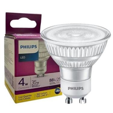 Imagem de Kit 10 Lampada Dicroica Philips 4W MR16 GU10 Amarela 2700K