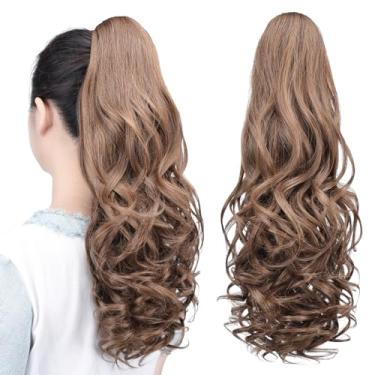 Imagem de Extensões de rabo de cavalo, extensões de cabelo loiro HSPJHTM, garra de extensão de rabo de cavalo para mulheres, peça de cabelo cacheado sintético de 61 cm, extensões de rabo de cavalo muito longas e volumosas, onduladas e resistentes ao calor