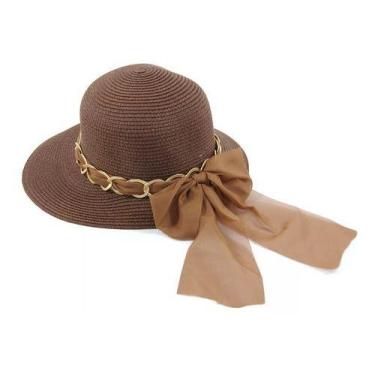 Imagem de Chapeus D Praia Viseira Palha Corrente Sombreiro Feminina - oem, 9-12 