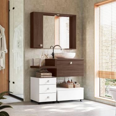 Imagem de Conjunto Armario para Banheiro Vicenza Nogal Ebano