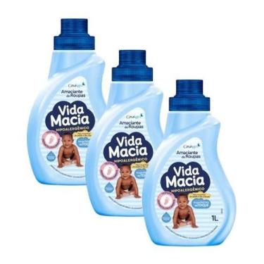 Imagem de Kit 3 Amaciante Diluido Vida Macia Glicerina e Lavanda 1L