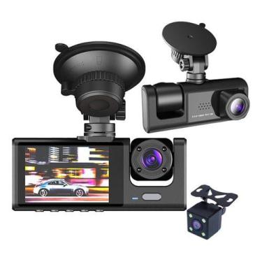 Imagem de Câmera Veicular DVR 3 Lentes Full HD 1080p - ShopMix, Preto