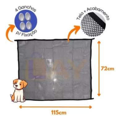 Imagem de Cerca Tela para Cachorros/Divisória para Portas Preto | Fácil Instalação | Ambientes Internos | Diversos Tamanhos | Leve e Prática | Segurança para Pets (M: 72cm x 115cm)