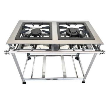 Imagem de Fogão Industrial 2 Bocas 40x40 P8 em Aço Inox Leona - Mr Fogões